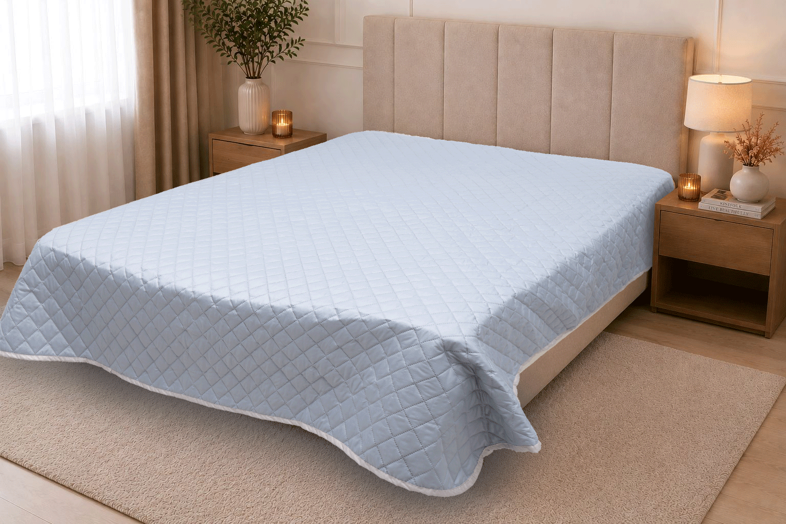 Bedcover C ШАЛТЕ С ДВЕ ЛИЦА 150/210;210/230-СИНЬО/СИВО - Image 1