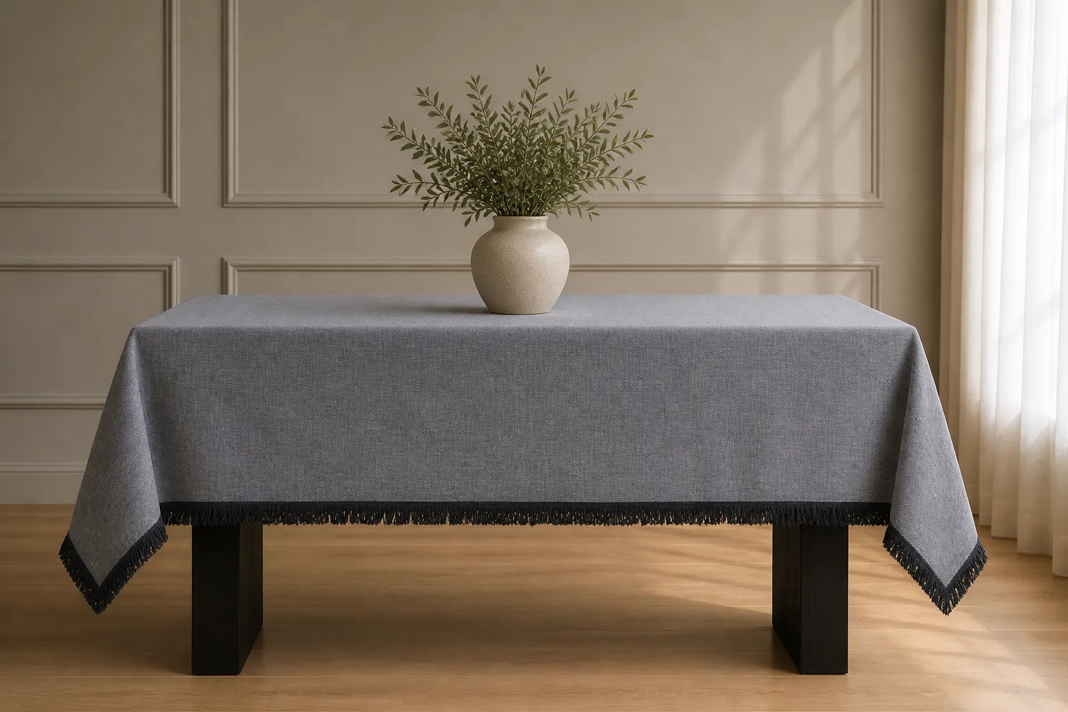lenena-tablecloth-with-fringes-dark-gray-69f9e56d5df6a ЛЕНЕНА ПОКРИВКА С РЕСНИ-ТЪМНО СИВА - Image 1